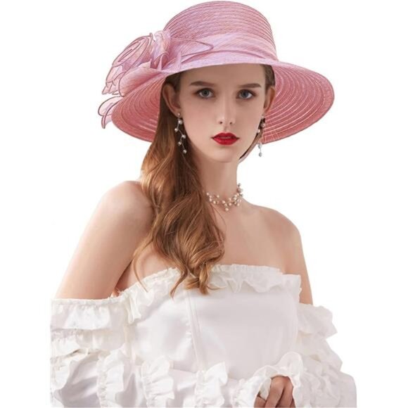 Women\'s Kentucky Hat Wide Brim Pink3